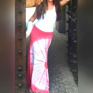 Legacies long cotton tie dye skirt Women's size large peach